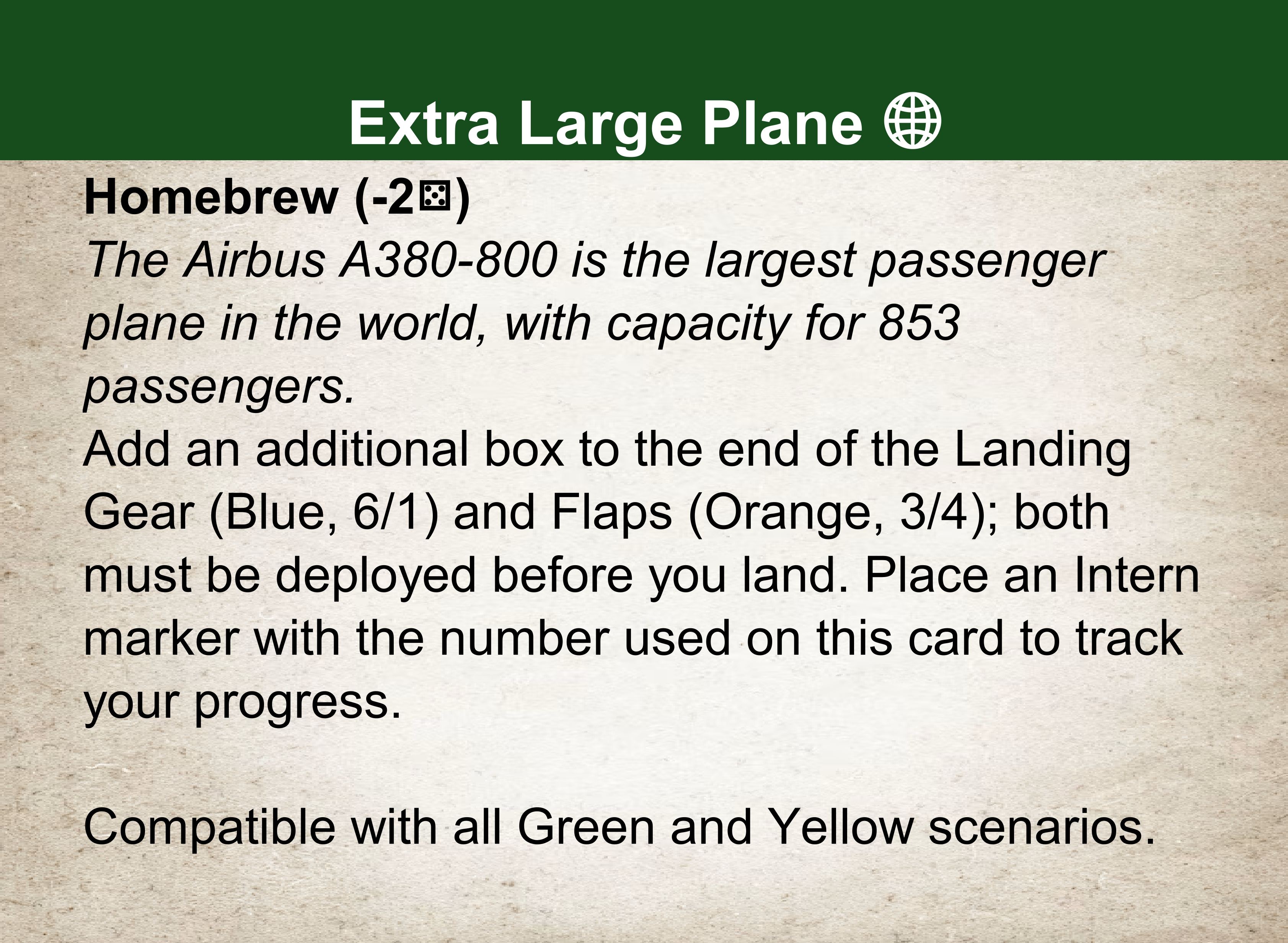 Extra Large Plane complication card