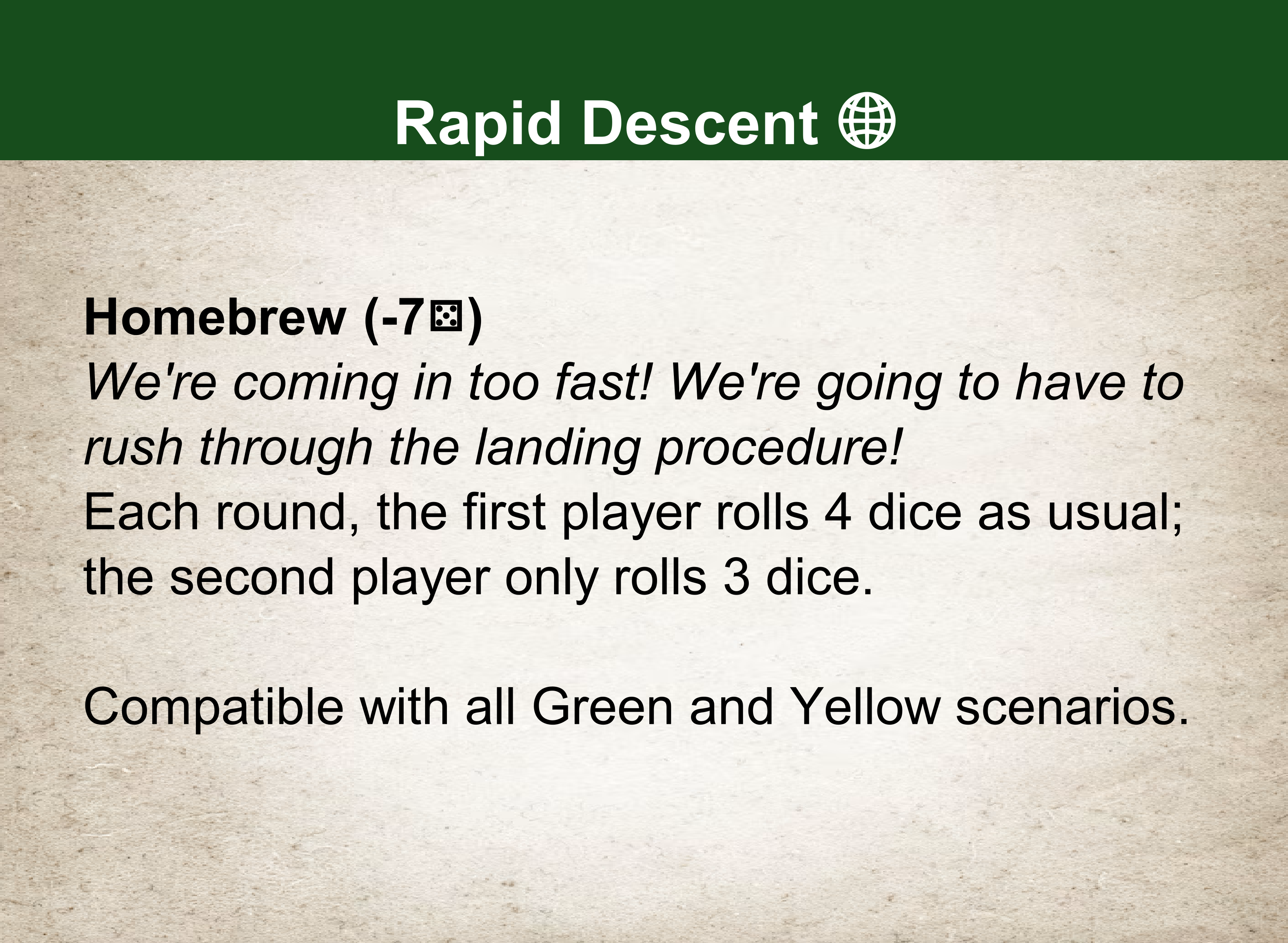 Rapid Descent complication card